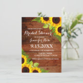 Rustic Sunflower Fern Wood Vrijgezellenfeest Invit Kaart (Staand voorkant)
