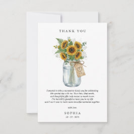 Rustic Sunflower Flat Thank You Card Bedankkaart