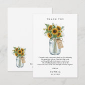 Rustic Sunflower Flat Thank You Card Bedankkaart (Voorkant / Achterkant)