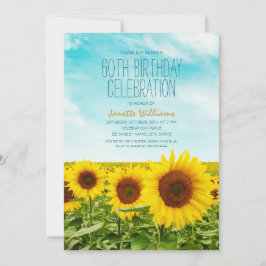 Rustic Sunflower Floral 60th Birthday Party Kaart