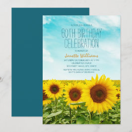 Rustic Sunflower Floral 60th Birthday Party Kaart