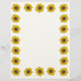Rustic Sunflower Floral Border Letterhead Template Briefhoofd