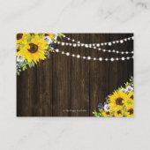 Rustic Sunflower Floral Greenery Wedding Details Informatiekaartje (Achterkant)