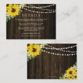 Rustic Sunflower Floral Greenery Wedding Details Informatiekaartje (Voorkant / Achterkant)