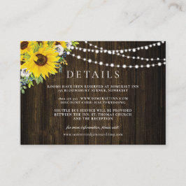 Rustic Sunflower Floral Greenery Wedding Details   Informatiekaartje