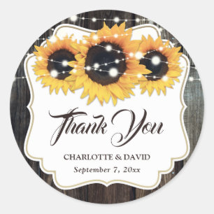 Rustic Sunflower Floral Hartelijk dank Ronde Sticker