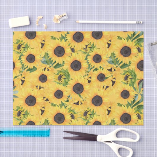 Rustic Sunflower Floral Pattern Tissuepapier (Craft)