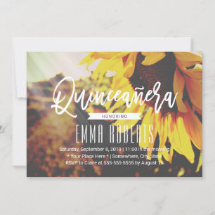 Rustic Sunflower Floral Quinceanera 15e verjaardag Kaart