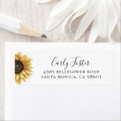 Rustic Sunflower Floral Return Address Etiket (Insitu)