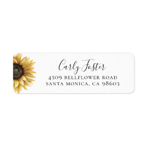 Rustic Sunflower Floral Return Address Etiket