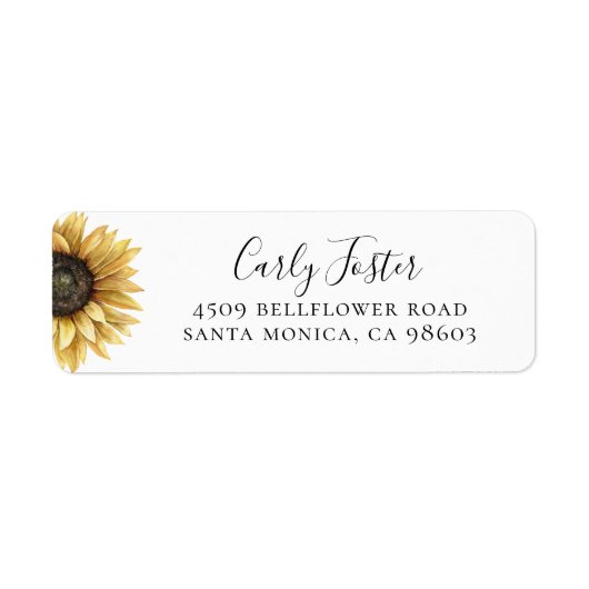 Rustic Sunflower Floral Return Address Etiket (Voorkant)