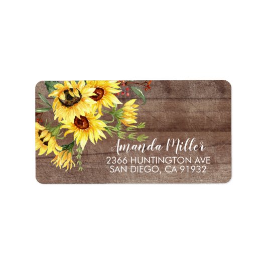Rustic Sunflower Floral Return Address Label (Voorkant)
