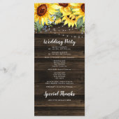 Rustic Sunflower Floral String Lights Wedding Programmakaart (Achterkant)