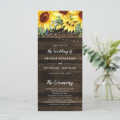 Rustic Sunflower Floral String Lights Wedding Programmakaart (Staand voorkant)