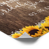Rustic Sunflower Floral Vrijgezellenfeest Welkom Poster (Hoek)