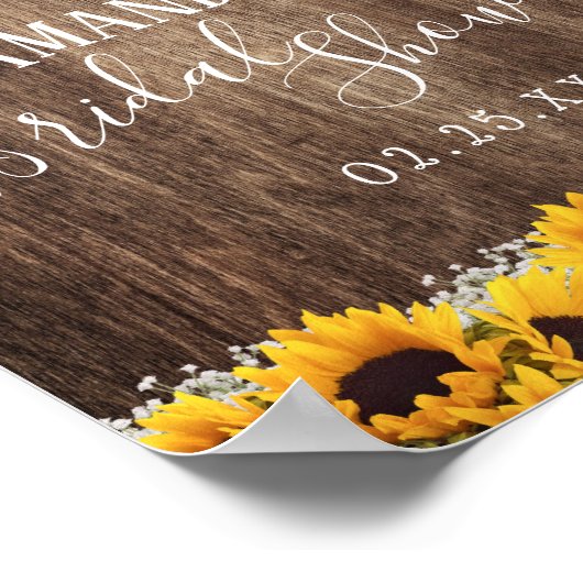 Rustic Sunflower Floral Vrijgezellenfeest Welkom Poster (Hoek)