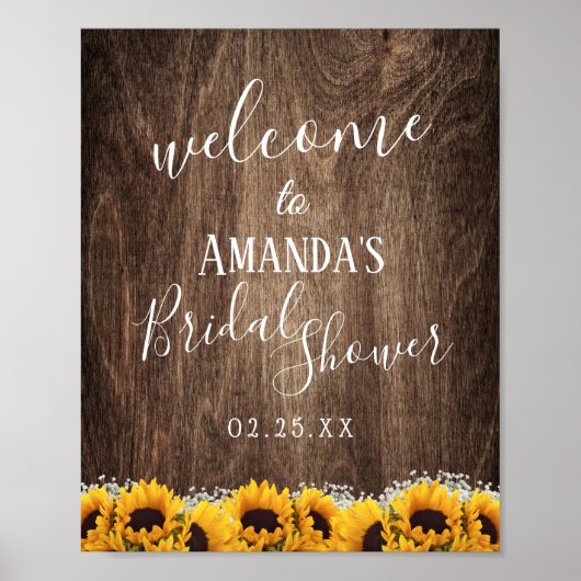 Rustic Sunflower Floral Vrijgezellenfeest Welkom Poster (Voorkant)