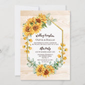 Rustic Sunflower Floral Wedding Reception Foto Kaart (Voorkant)