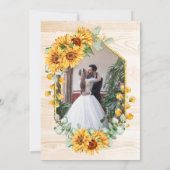 Rustic Sunflower Floral Wedding Reception Foto Kaart (Achterkant)