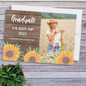 Rustic Sunflower Foto Afstuderen Aankondiging