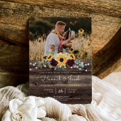 Rustic Sunflower Foto Barn Wood Weddenschap Kaart