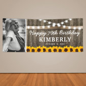 Rustic Sunflower Foto Birthday Spandoek