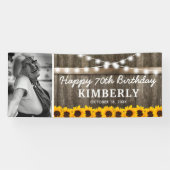 Rustic Sunflower Foto Birthday Spandoek (Horizontaal)