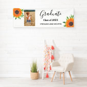 Rustic Sunflower Foto Gefeliciteerd Afstuderen Spandoek (Insitu)