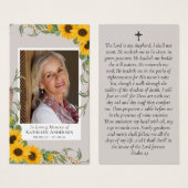 Rustic Sunflower Foto Memorial Prayer Kaart (Voorkant /achterkant)