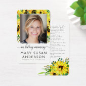 Rustic Sunflower Foto Memorial Prayer Kaart (Bureau)