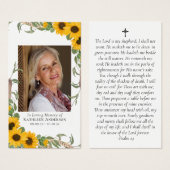 Rustic Sunflower Foto Memorial Prayer Kaart (Voorkant /achterkant)