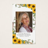 Rustic Sunflower Foto Memorial Prayer Kaart (Voorkant)