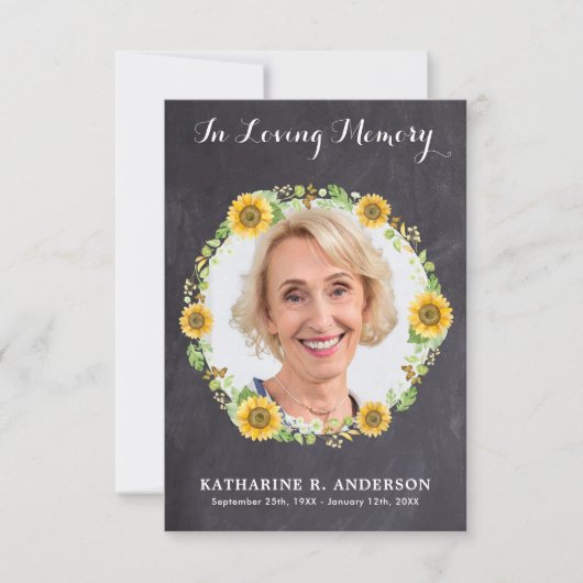 Rustic Sunflower Foto Memorial Sympathie Bedankkaart (Voorkant)