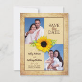 Rustic Sunflower Foto Save the Date Notice Aankondiging (Voorkant)
