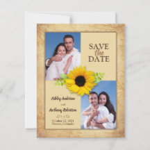 Rustic Sunflower Foto Save the Date Notice