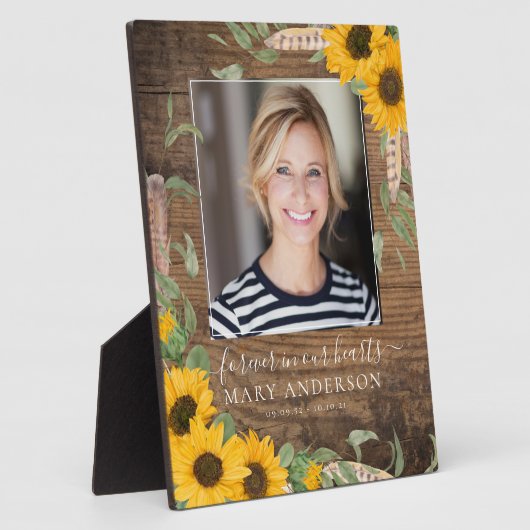 Rustic Sunflower Fotoherdenking Fotoplaat (Zijkant)