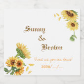 Rustic Sunflower Funny Wedding Sparkling Wijnetiket (Enkel label)