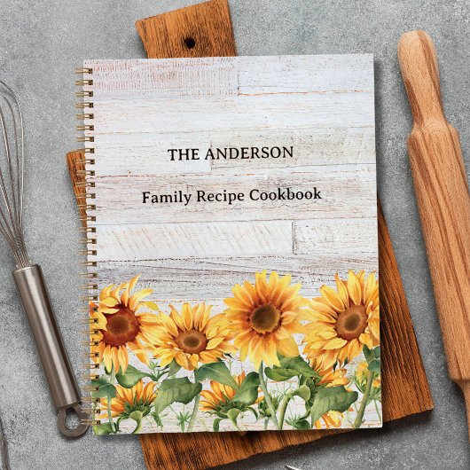 Rustic Sunflower Garden Family Recipe Cookbook Notitieboek