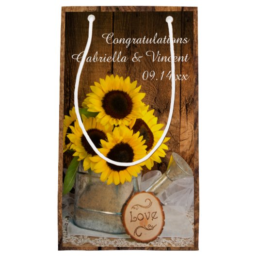 Rustic Sunflower Garden Wedding Gefeliciteerd Klein Cadeauzakje (Voorkant)