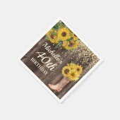Rustic Sunflower Glitter Boots Wood 40th Birthday Servet (Hoek)