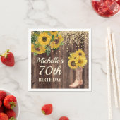 Rustic Sunflower Glitter Boots Wood 70th Birthday Servet (Insitu)
