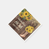 Rustic Sunflower Glitter Boots Wood 80th Birthday Servet (Hoek)