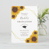 Rustic Sunflower Gold Geometric Graduation Party Kaart (Staand voorkant)