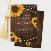 Rustic Sunflower Graduation Party String Lights Kaart