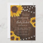 Rustic Sunflower Graduation Party String Lights Kaart (Voorkant)