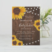 Rustic Sunflower Graduation Party String Lights Kaart (Staand voorkant)