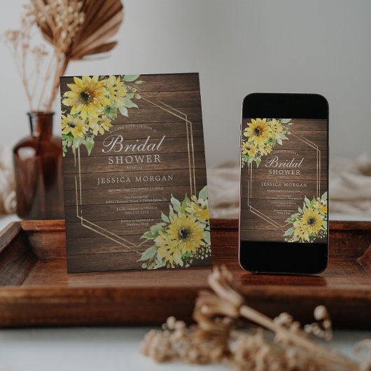 Rustic Sunflower Greenery Bridal Shower Kaart