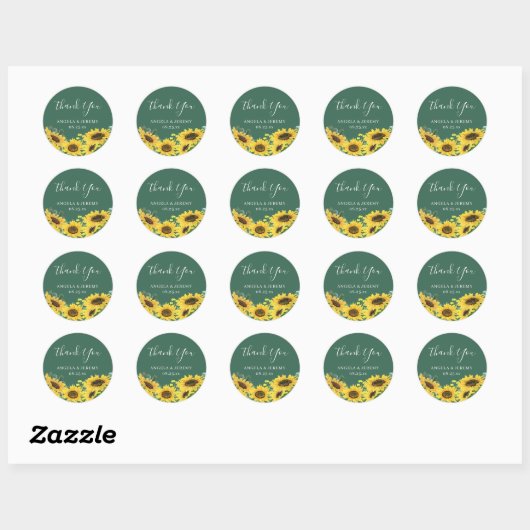 Rustic Sunflower Greenery Eucalyptus Dank u Ronde Sticker (Vel)