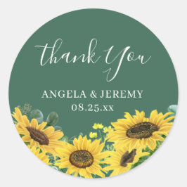 Rustic Sunflower Greenery Eucalyptus Dank u Ronde Sticker