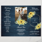 Rustic Sunflower Greenery Folded Wedding Program Flyer (Voorkant)